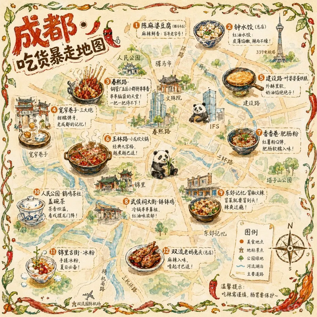 Hand-drawn City Food Map