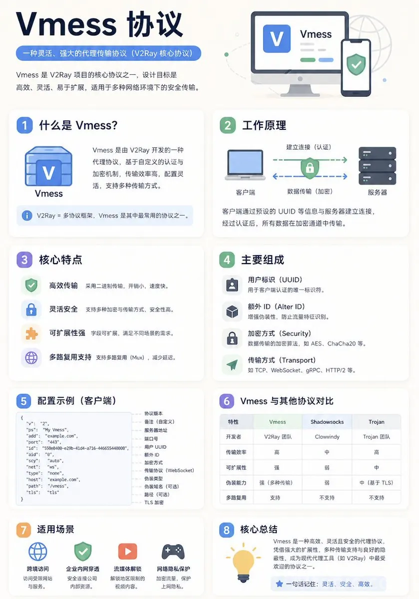 Vmess Protocol Technical Infographic Poster Design Specifications