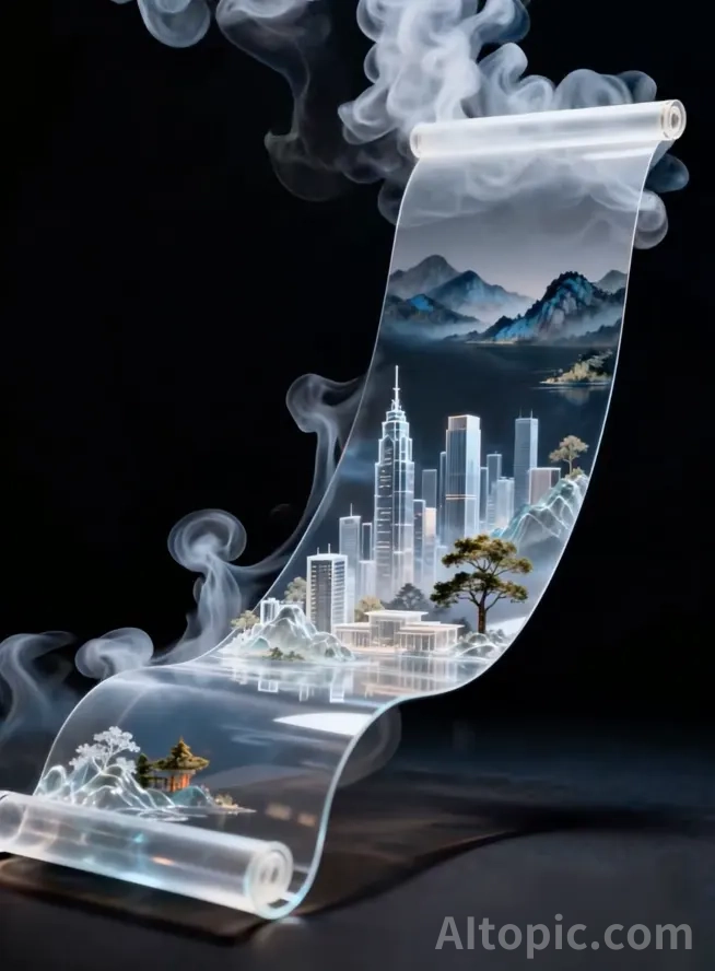 Ethereal Scroll of Hangzhou: Where Ancient Ink Meets Modern Skies