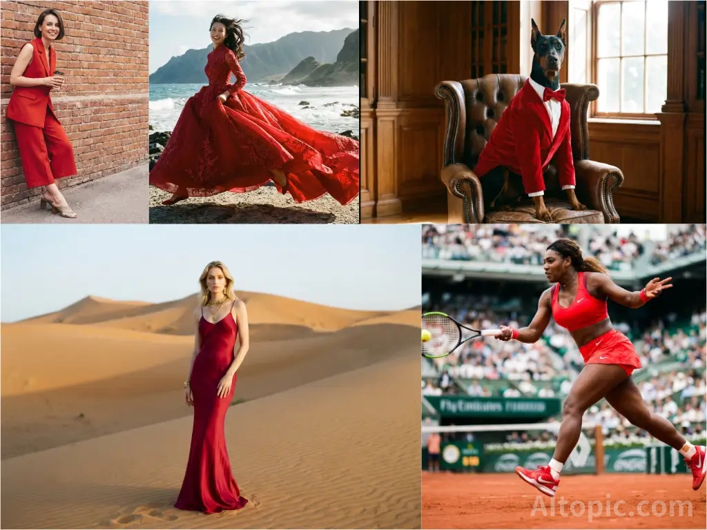 High-Fashion Runway on Seaside Rocks with Models in Red