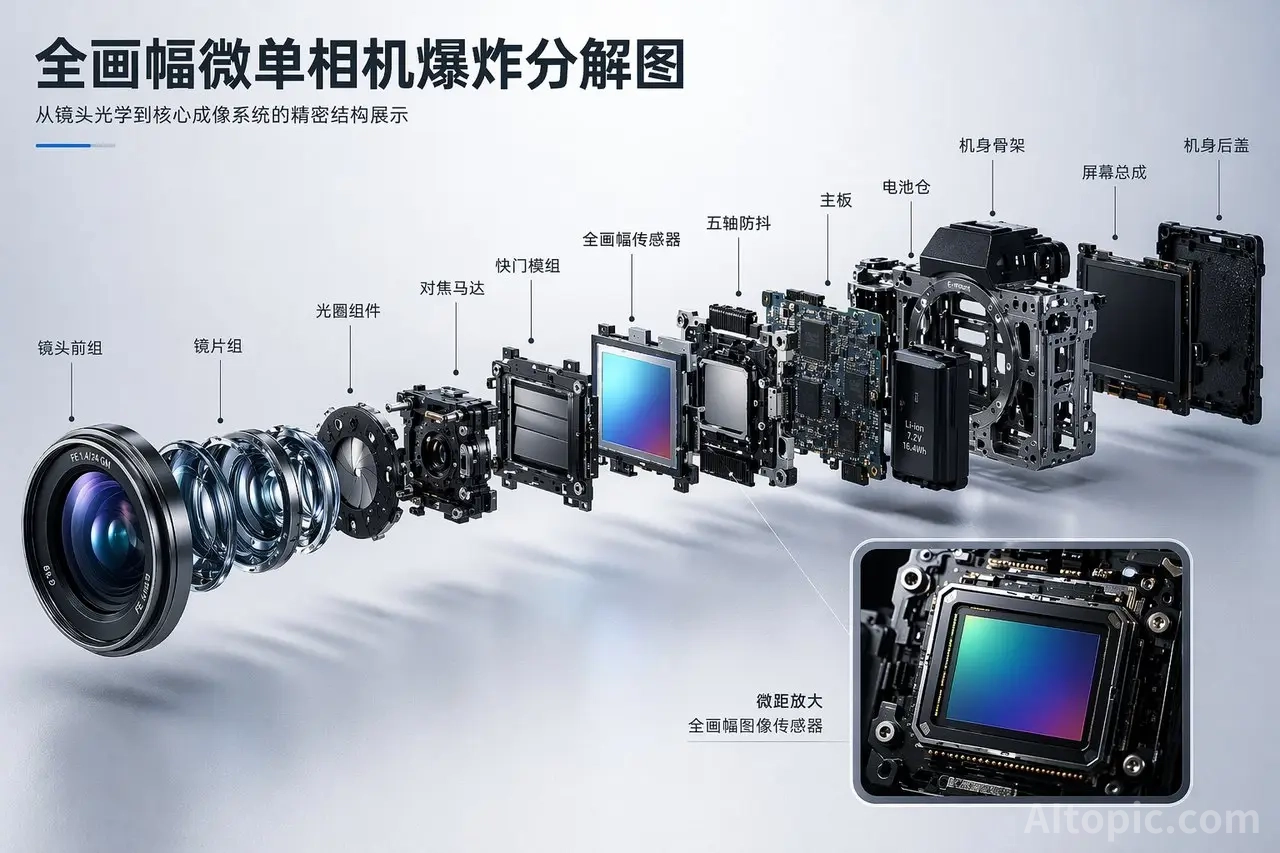Full-Frame Mirrorless Camera Exploded View Diagram