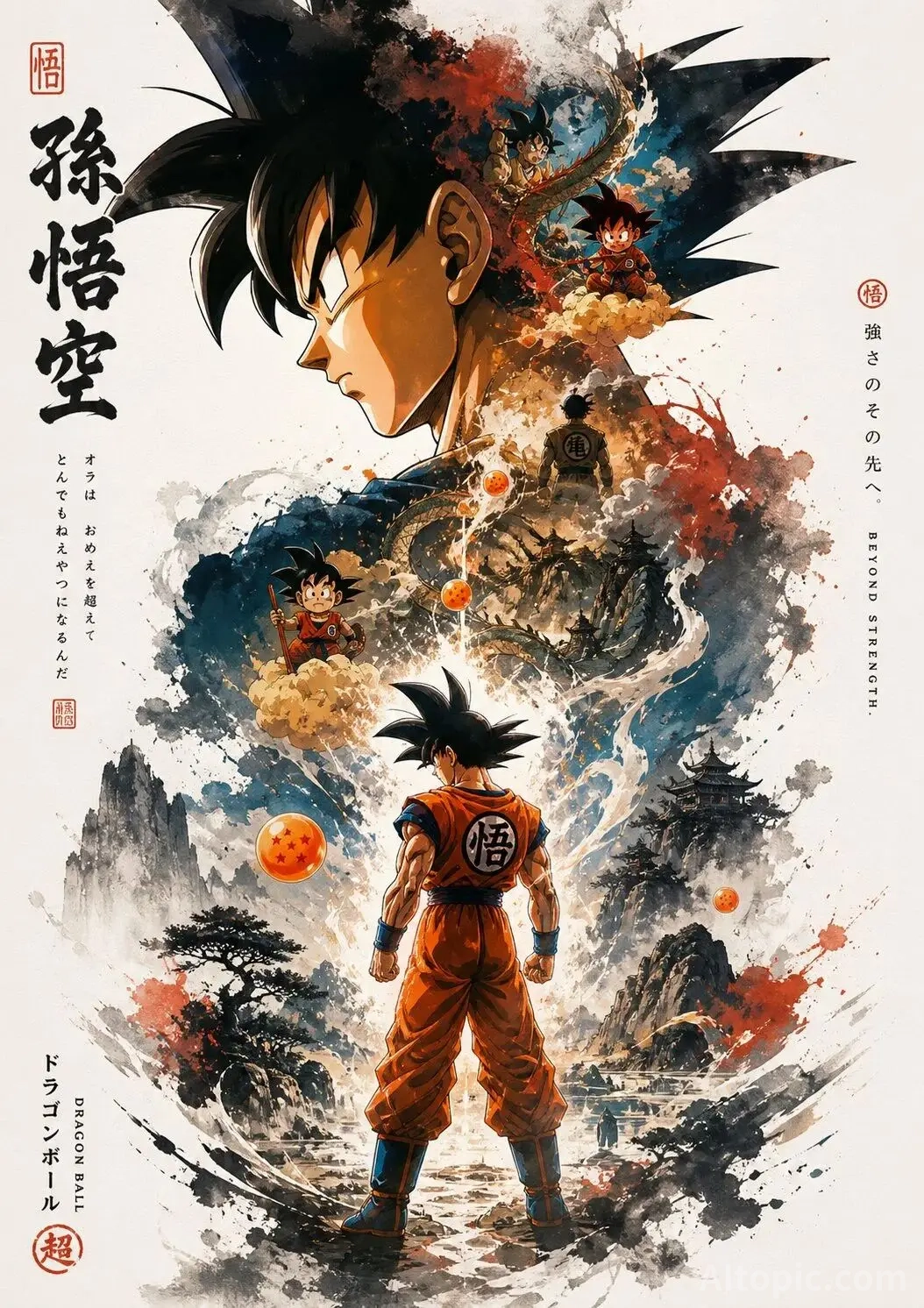 Dragon Ball Super Son Goku Ink Wash Poster: A Fusion of Eastern Aesthetics and Epic Nostalgia