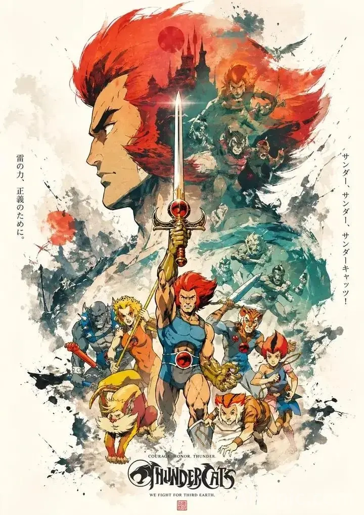 ThunderCats Promotional Poster - Hierarchical Visual Composition with Double Exposure & Narrative Co
