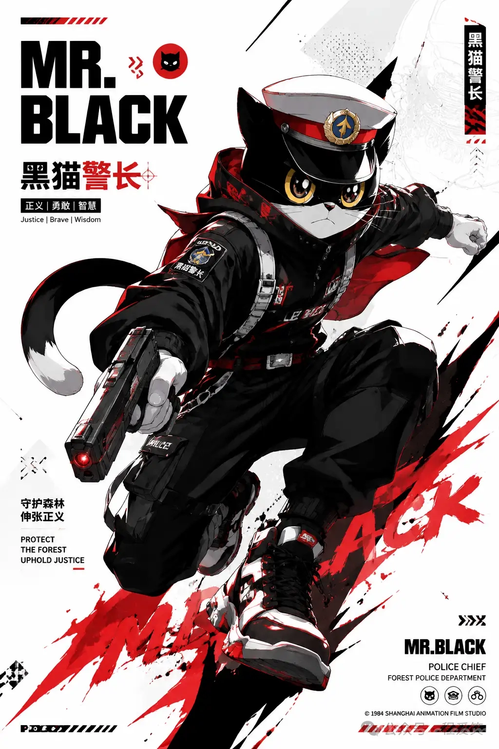 MR. BLACK - Black Cat Sheriff Modern Poster