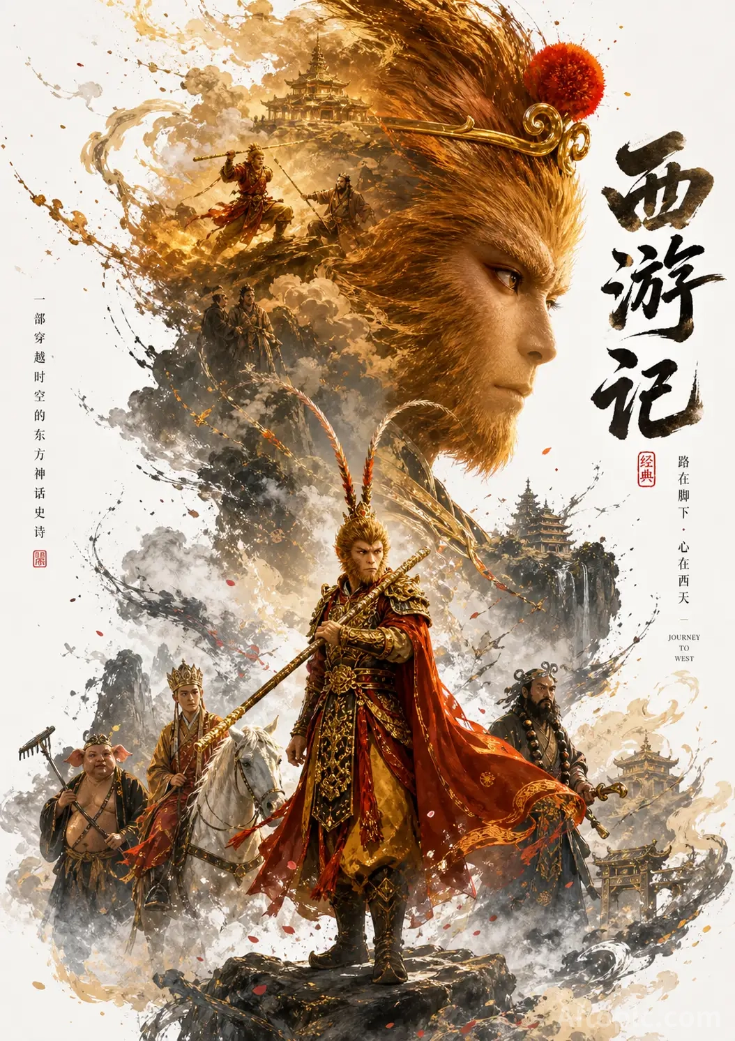 Journey to the West Epic Art Poster, Sun Wukong Double Exposure