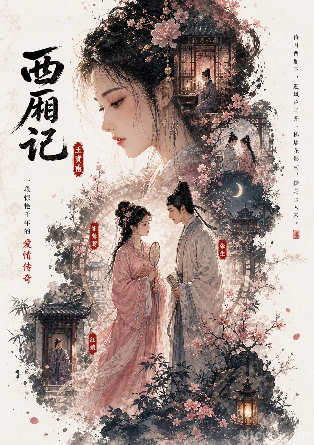 A Highly Detailed and Artistic Promotional Poster for the Classic Chinese Romance "The Romance of th