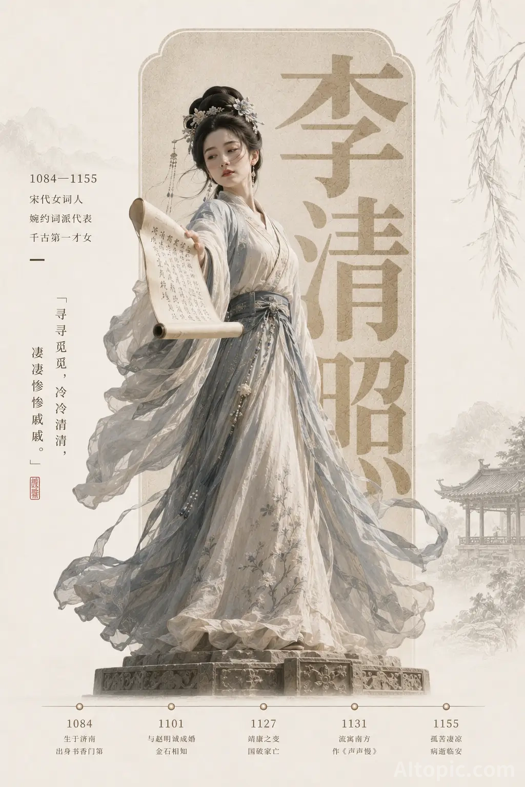 Li Qingzhao Chinese Song Dynasty Poetess Historical Art Poster