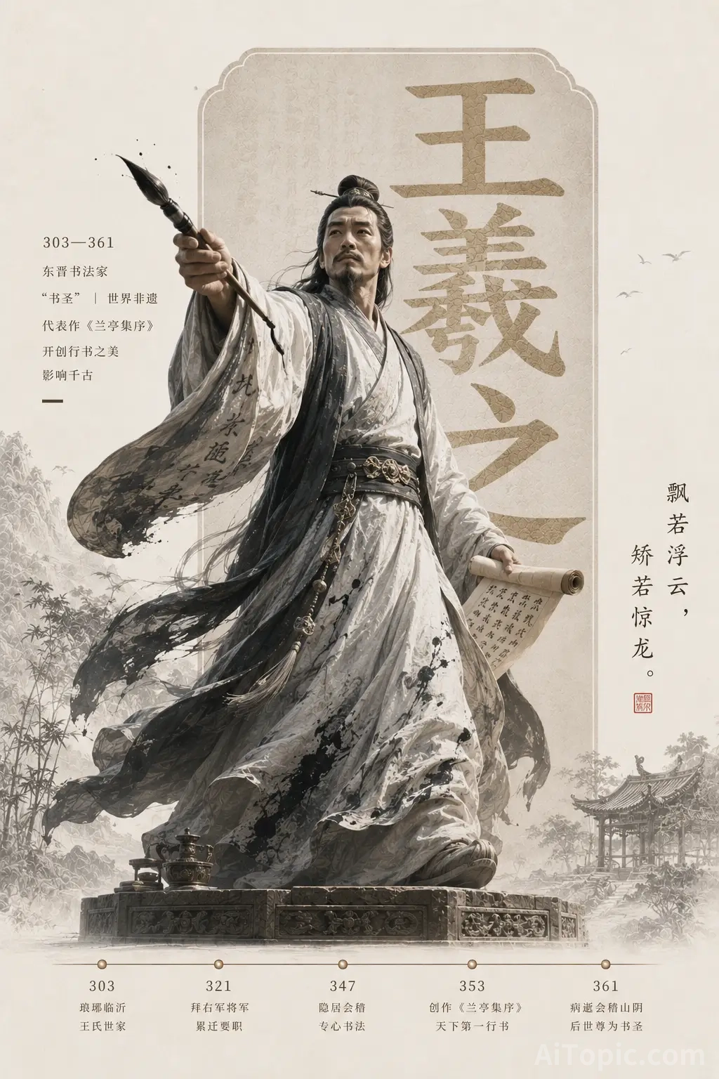 Wang Xizhi Calligraphy Art Poster