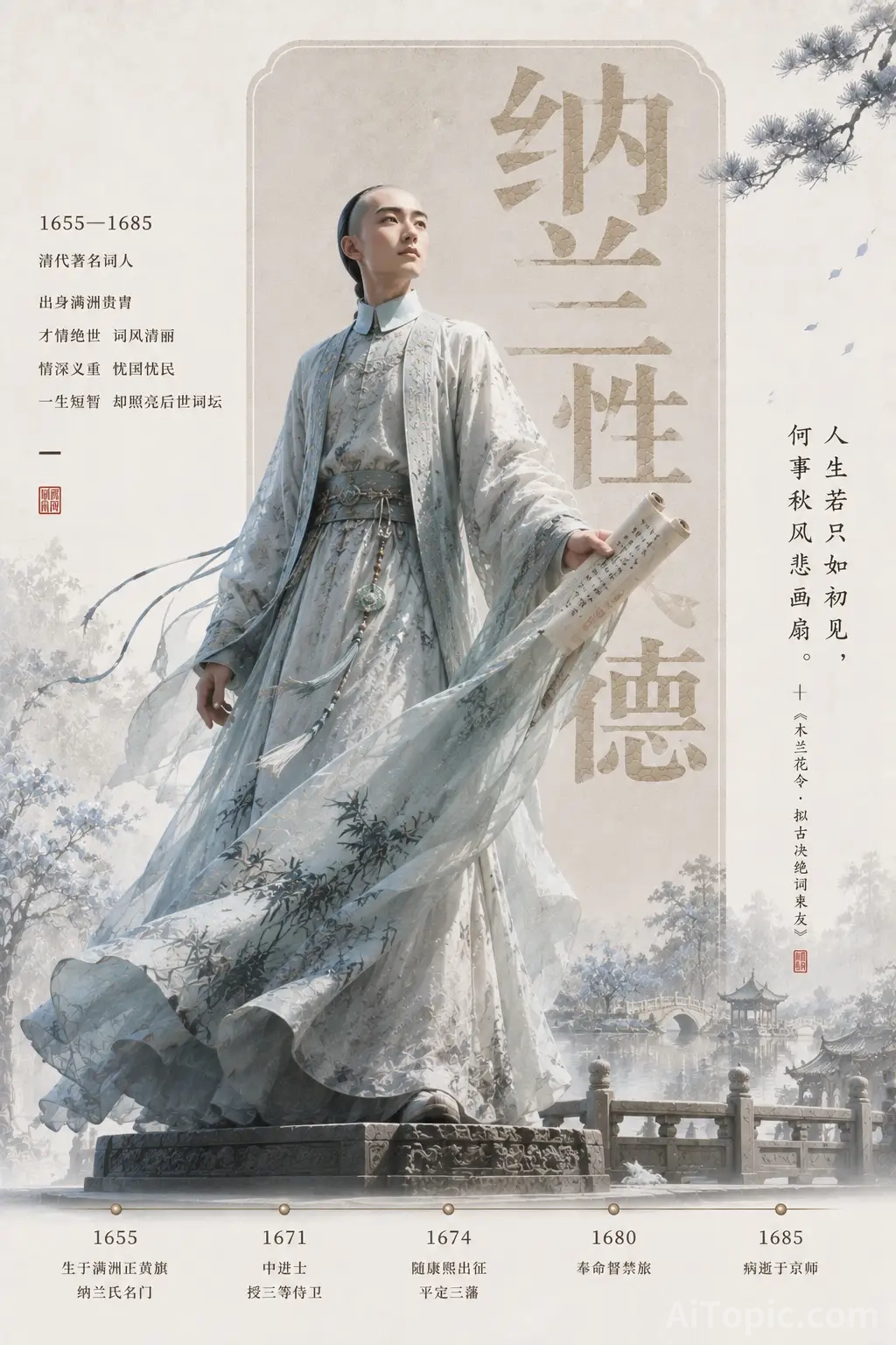 Nalan Xingde Historical Portrait - Chinese Classical Art Poster